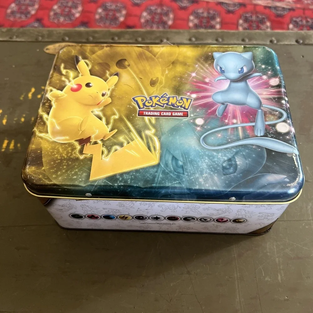 Pokemon Pikachu Mew Trading Card Game Empty Metal Box Lunchbox 2017 Tin